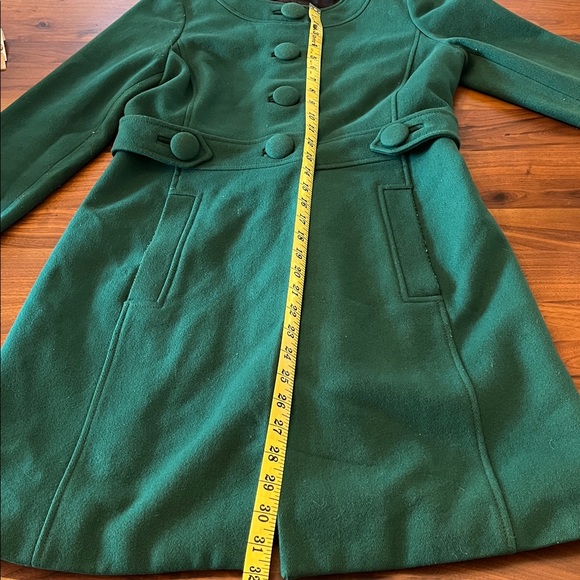 Banana Republic Women's Long Wool Blend Coat Green Collarless | S - Picture 7 of 9